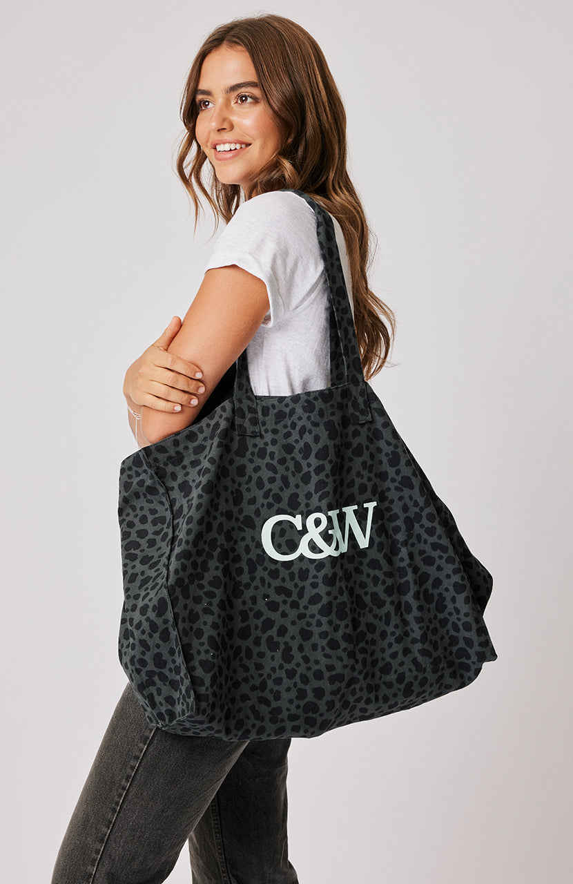 Olivia Tote Bag - Charcoal Leopard