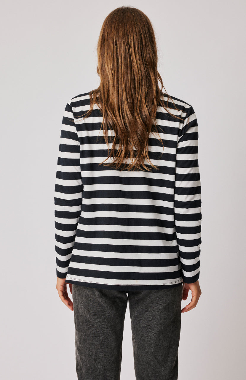 Lola Long Sleeve Top - Black/White Stripe