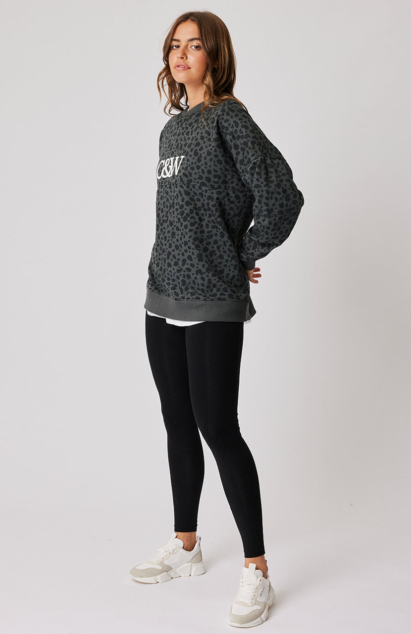 Peta Sweater - Charcoal Leopard