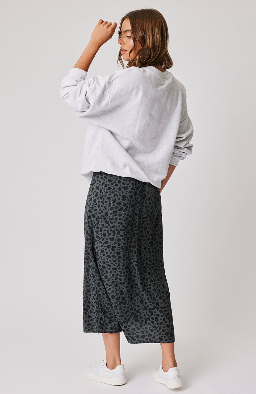 Ava Midi Skirt - Charcoal Leopard