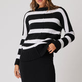 Ariel Knit Sweater - Black / White Stripe