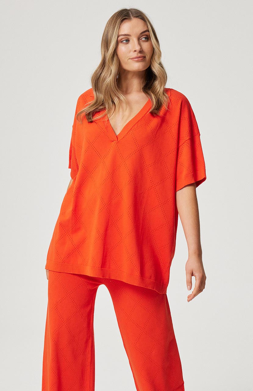 Zarelle Collared Tee - Sangria Knit