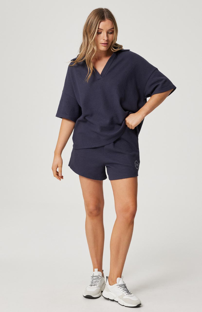 Zara Collared Tee - French Navy Waffle