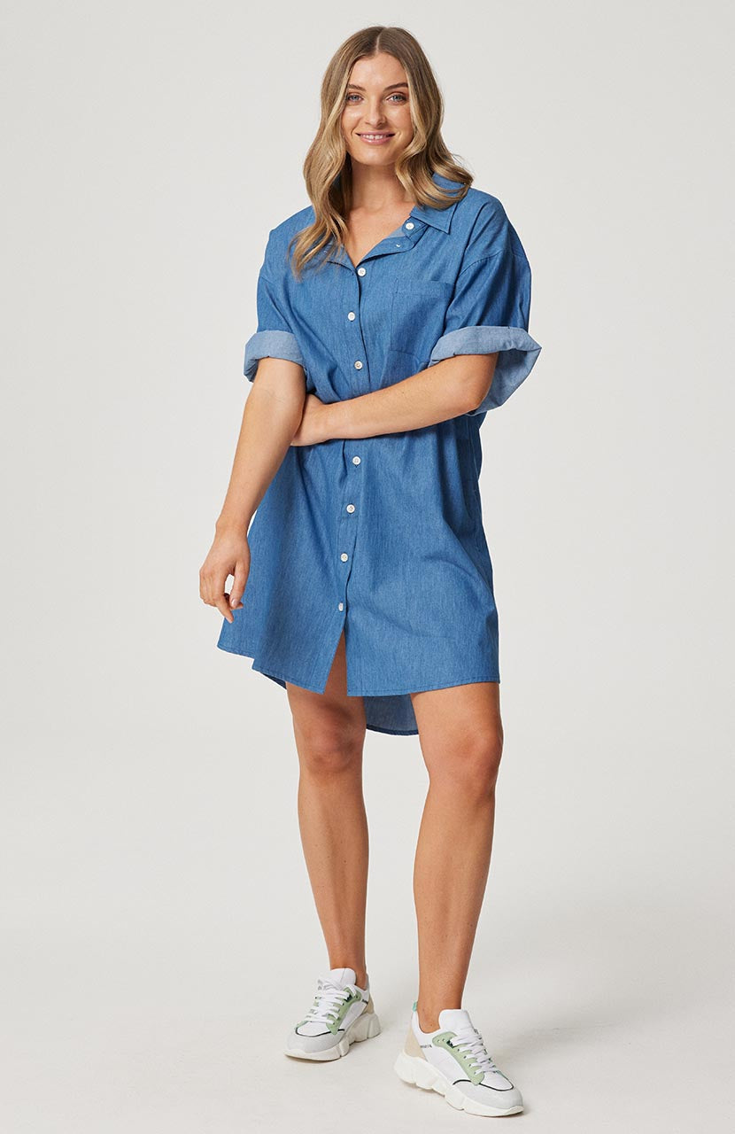 Clare Shirt Dress - Denim Chambray