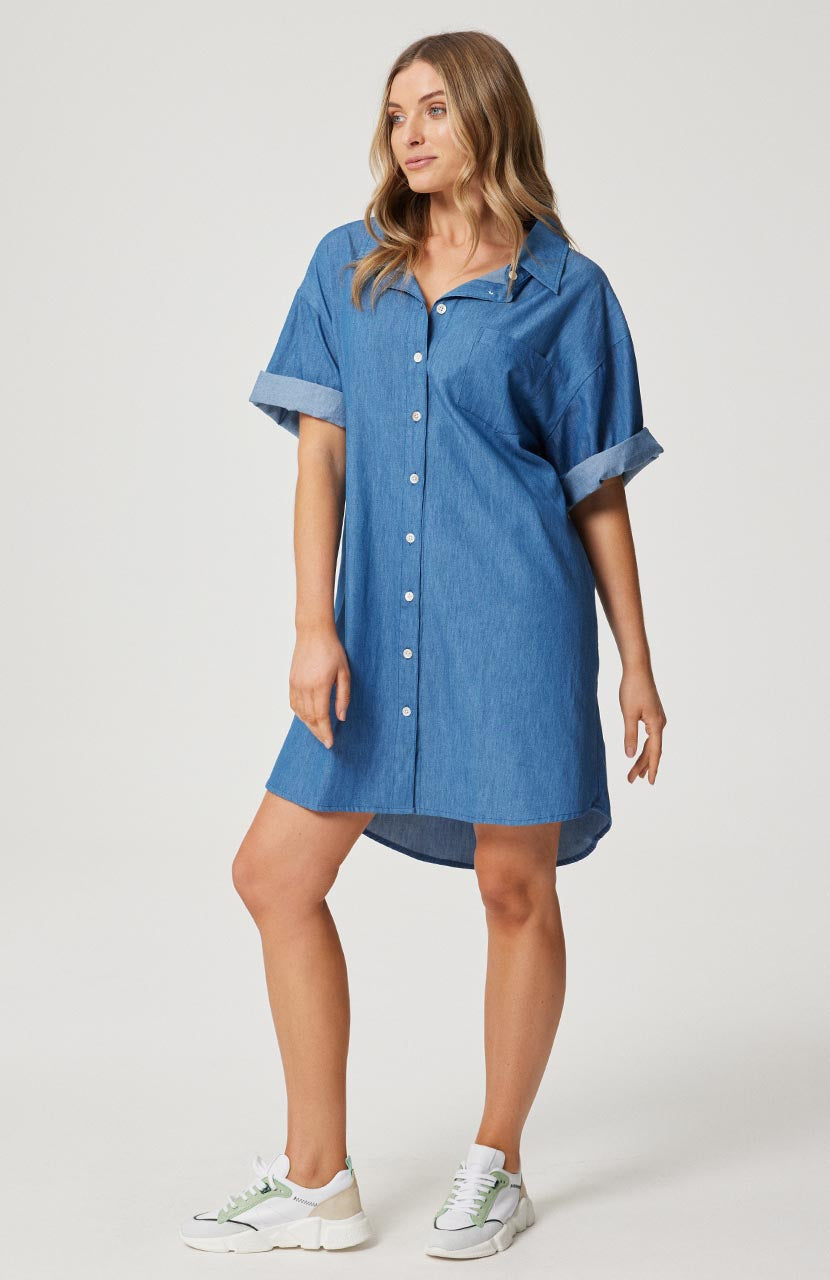 Clare Shirt Dress - Denim Chambray