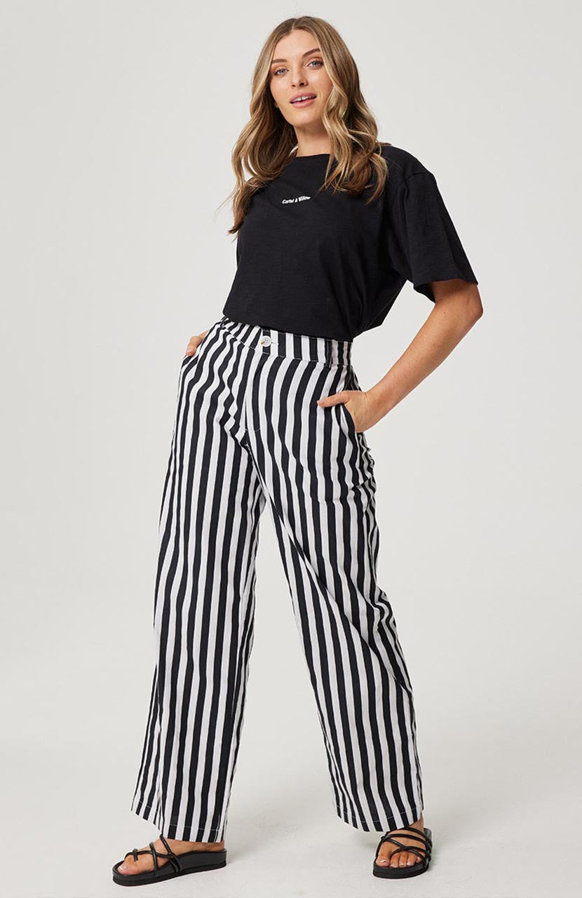 Lucy Trouser - Black / White Stripe