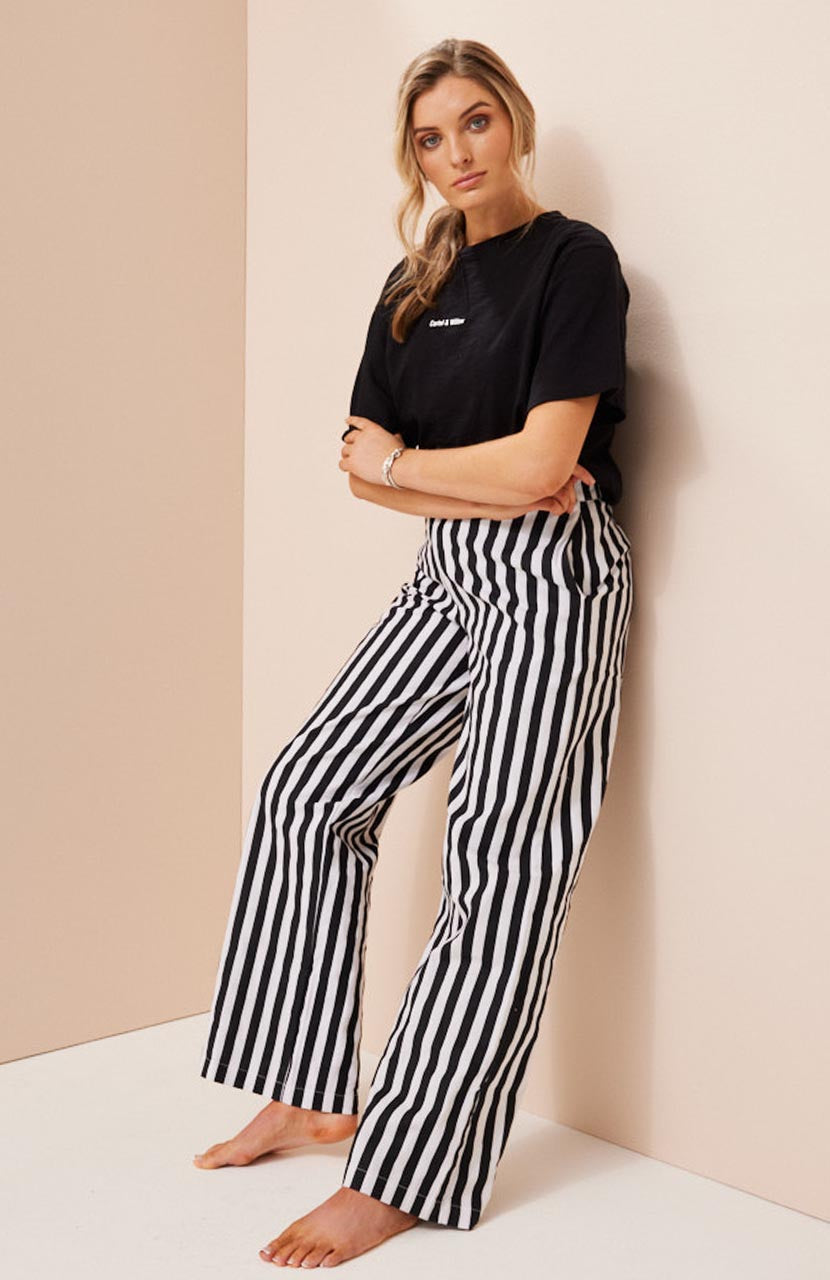 Lucy Trouser - Black / White Stripe