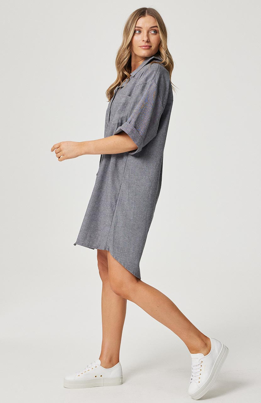 Clare Shirt Dress - Yarn Dyed Black