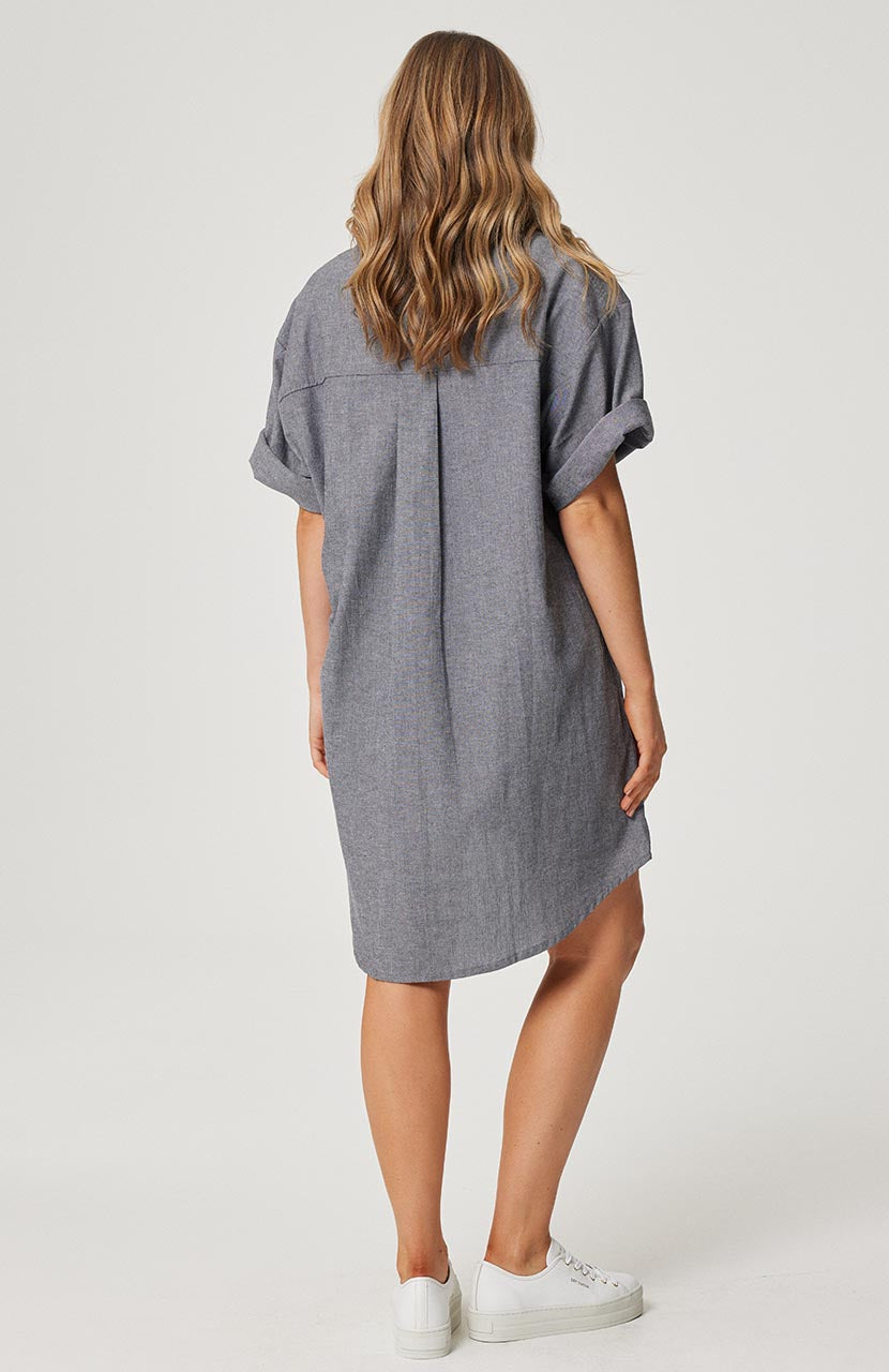 Clare Shirt Dress - Yarn Dyed Black