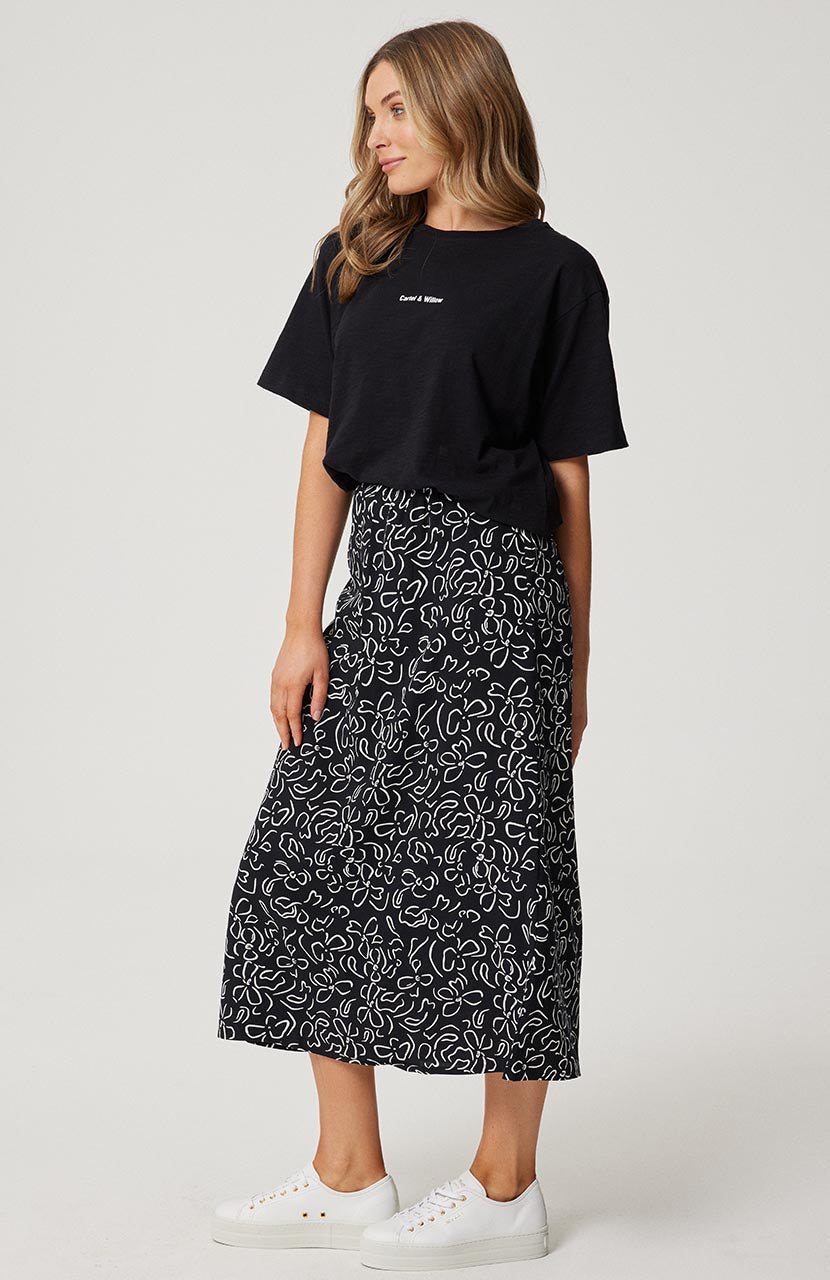 Ava Skirt - Black Stencil