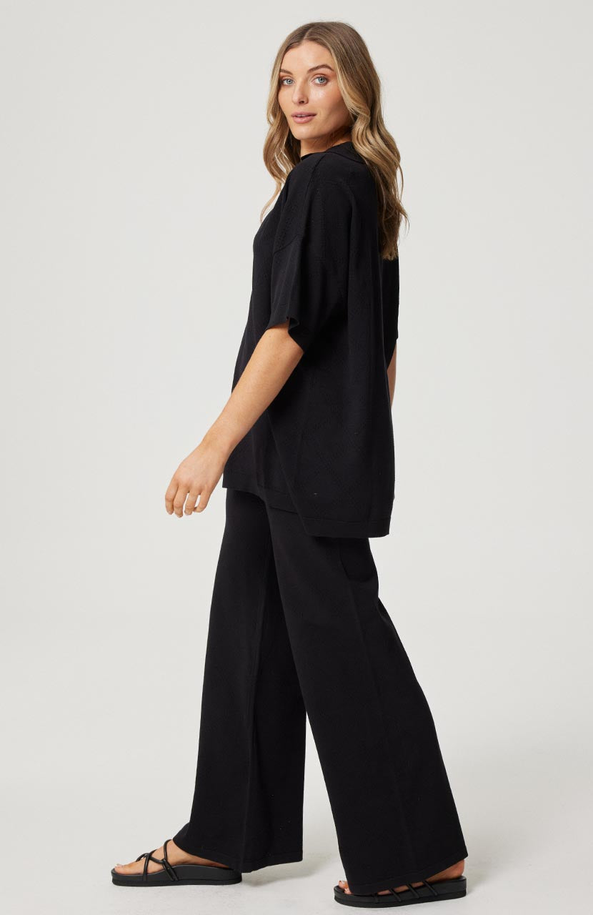 Zarelle Collared Tee - Black Knit