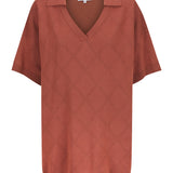 Zarelle Collared Tee - Cocoa Knit