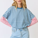 Joely Long Sleeve - Pacific / Dusty Rose Stripe