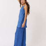 Delilah Tank - Azure Woven Leopard