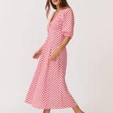 Roza Midi Dress - Cherry Stripe