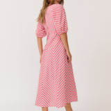 Roza Midi Dress - Cherry Stripe