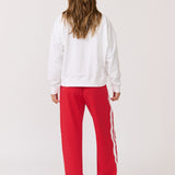 Ada Slim Sweater - White / Cherry