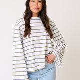 River L/S Top - Khaki Stripe