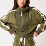 Annie Sweater - Khaki/ White