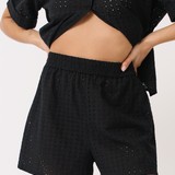 Bella Short - Black Broderie