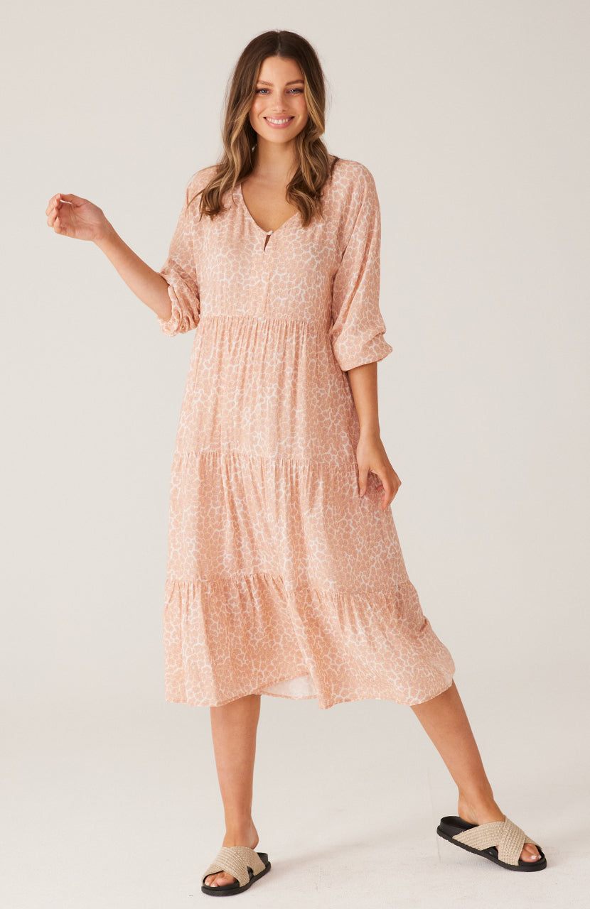 Paige Midi Dress - Nude Leopard