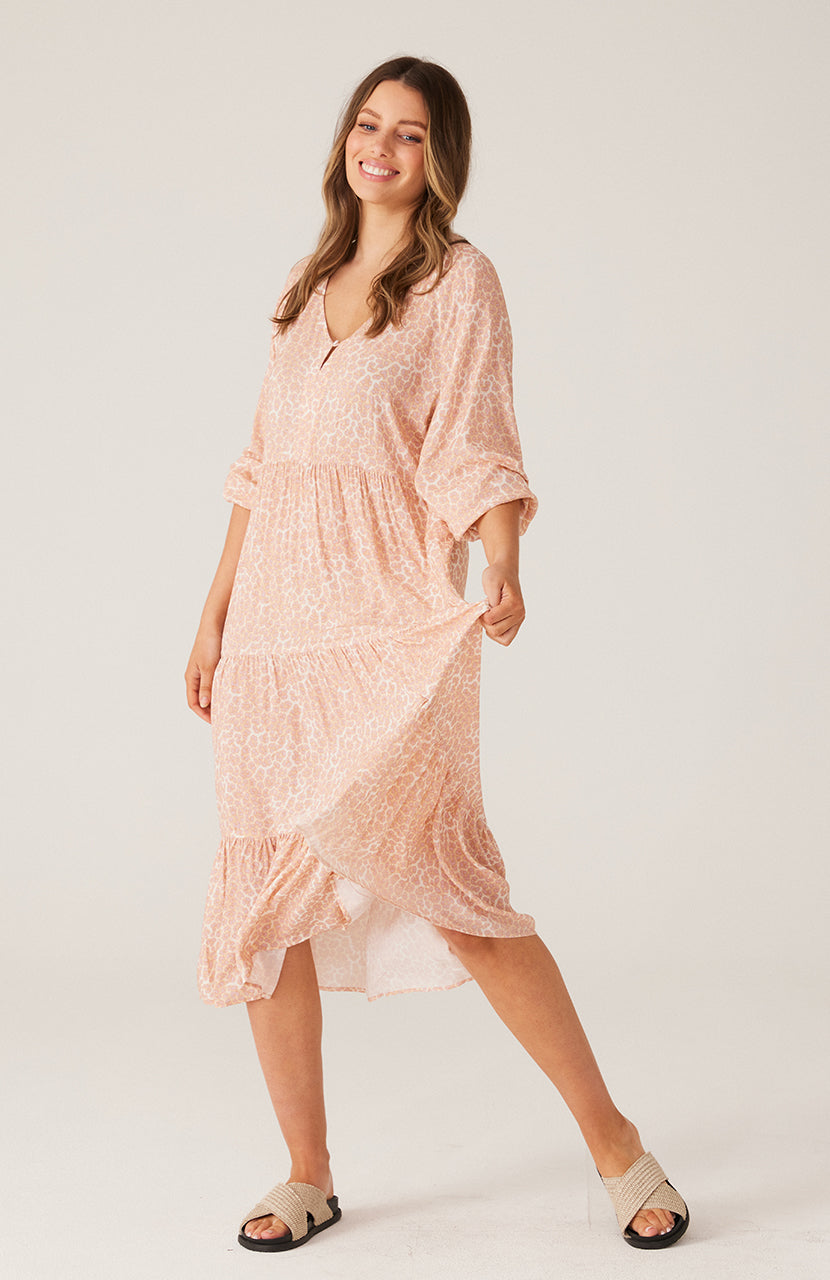 Paige Midi Dress - Nude Leopard