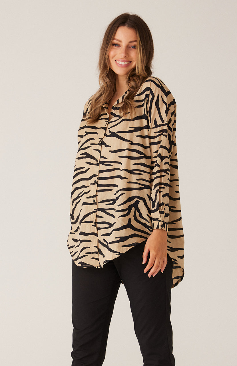 Emmeline Shirt - Taupe Zebra