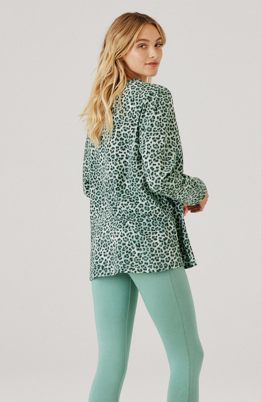 Lola Long Sleeve Top - Sage Leopard