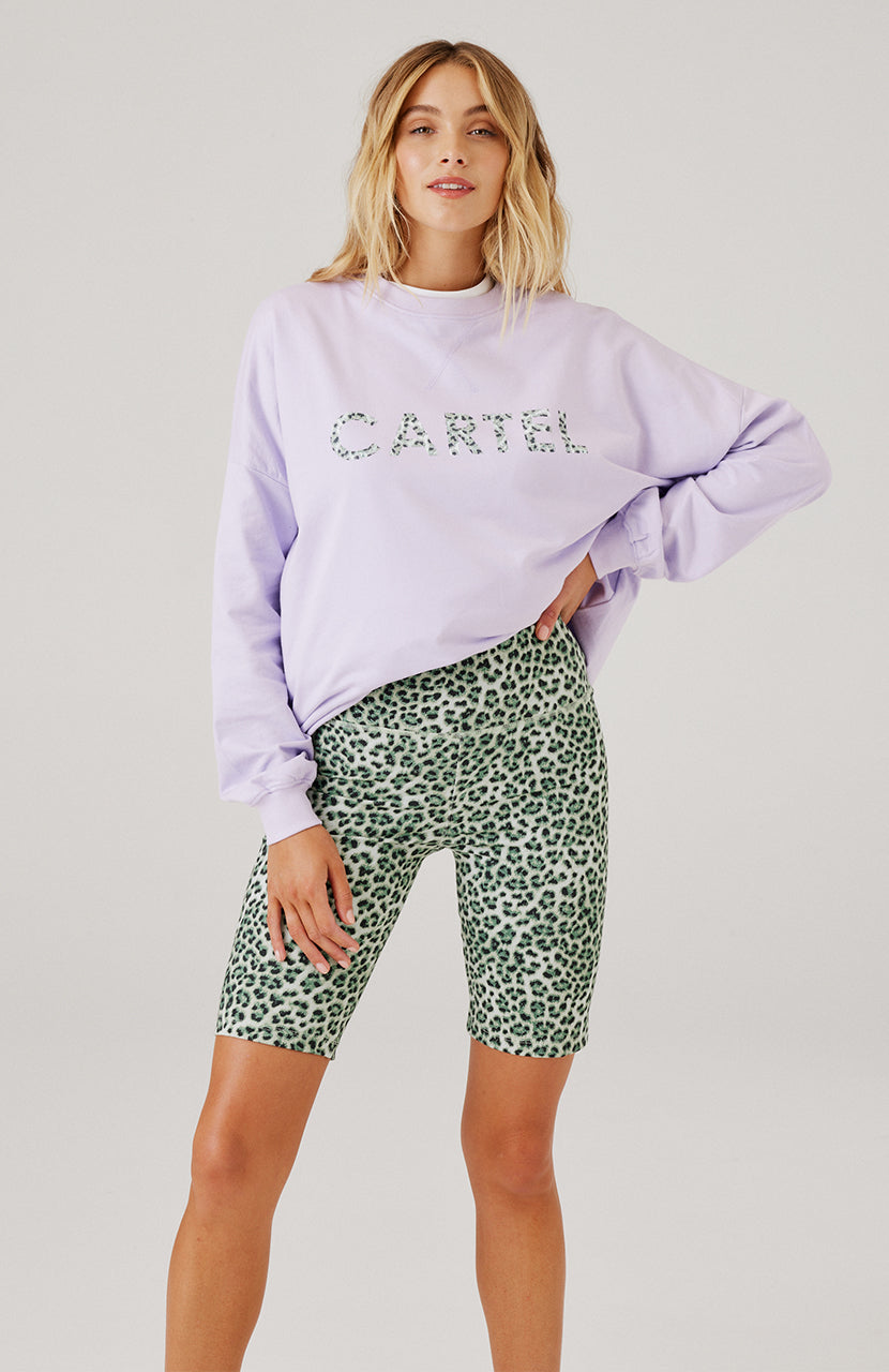 Sofia Bike Short - Sage Leopard