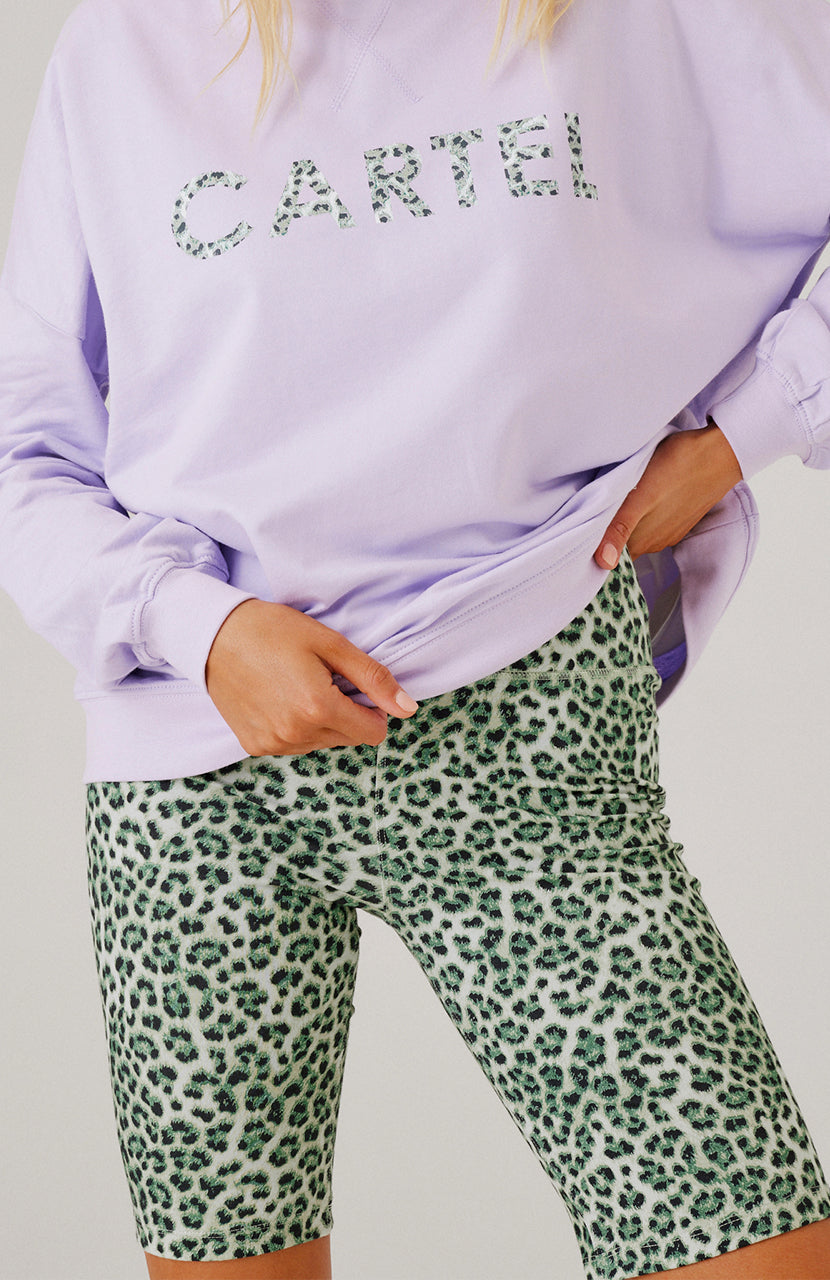 Sofia Bike Short - Sage Leopard
