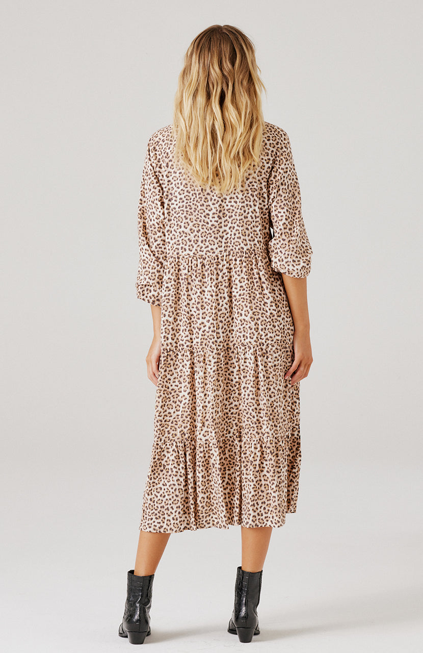 Cali Midi Dress - Mocha Leopard