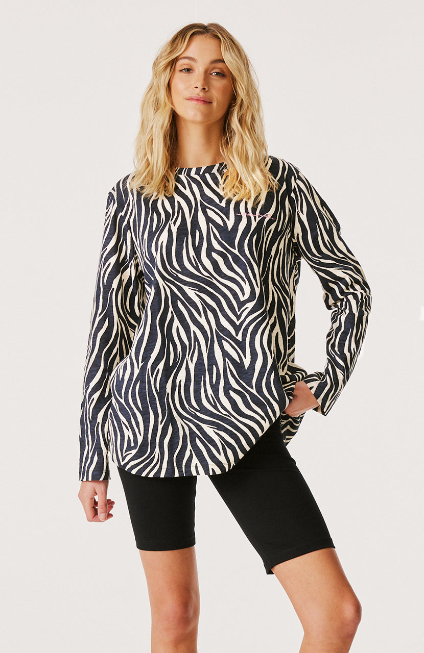 Lola Long Sleeve Top - Black Zebra