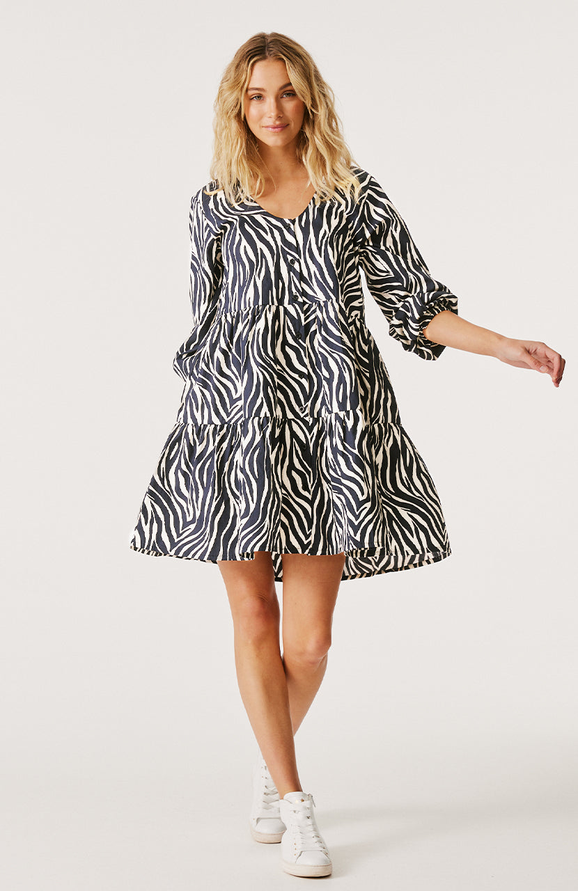 Indianna Mini Dress - Black Zebra