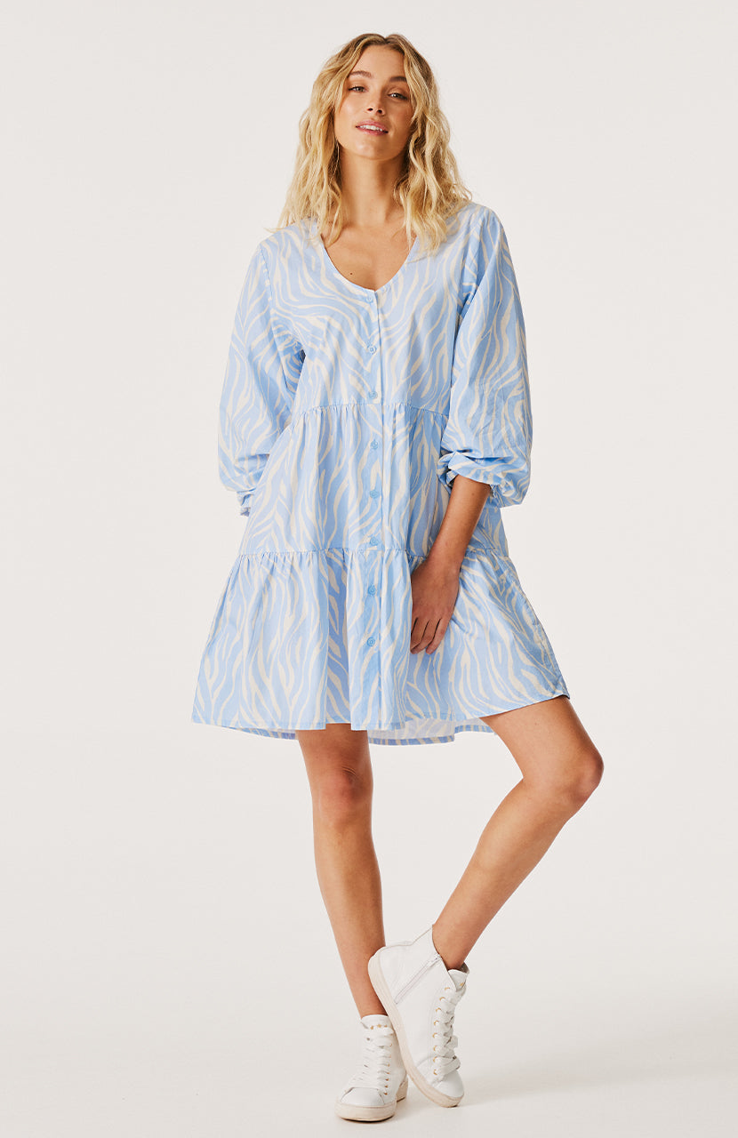 Indianna Mini Dress - Ice Blue Zebra