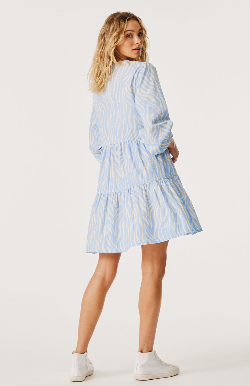 Indianna Mini Dress - Ice Blue Zebra