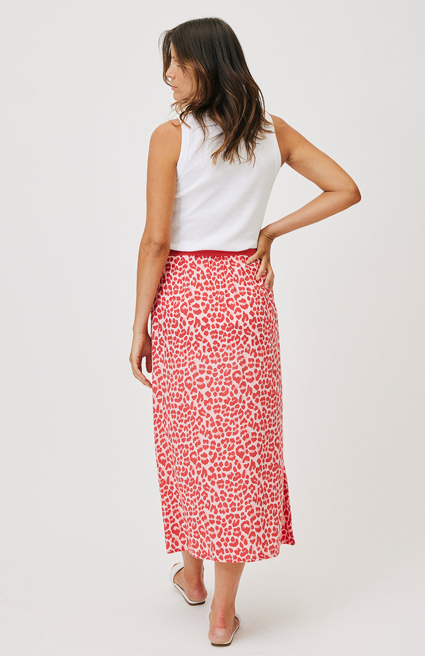 Ava Slip Midi Skirt - Berry Leopard
