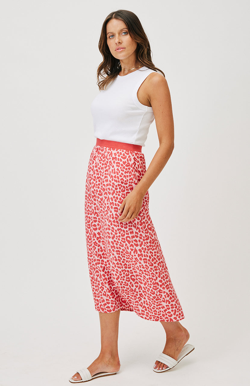 Ava Slip Midi Skirt - Berry Leopard