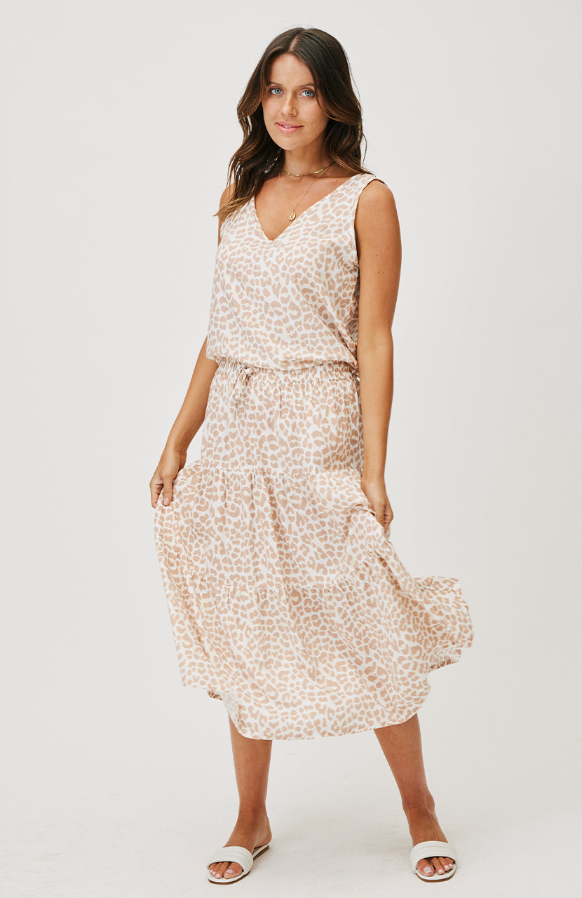 Ruby Midi Skirt - Nude Leopard