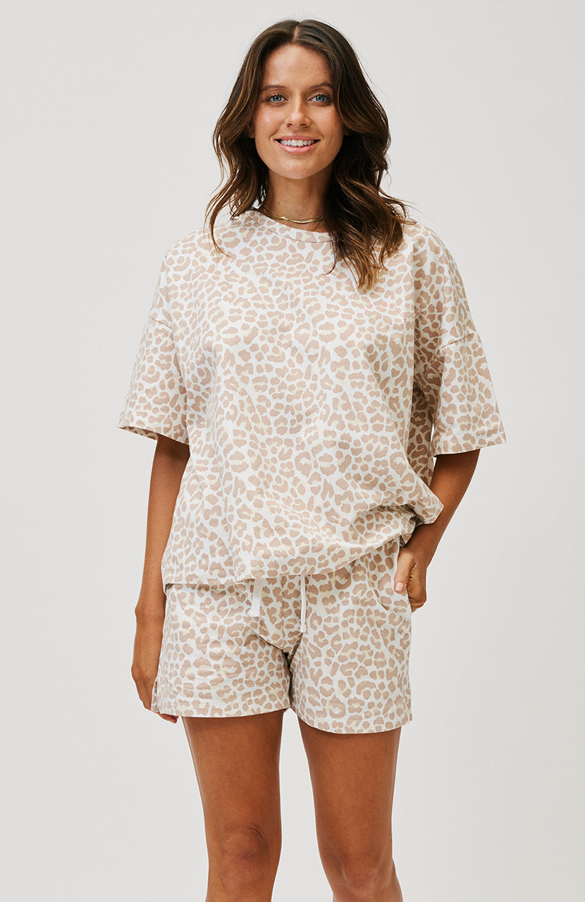Lana Boxy Tee - Nude Leopard