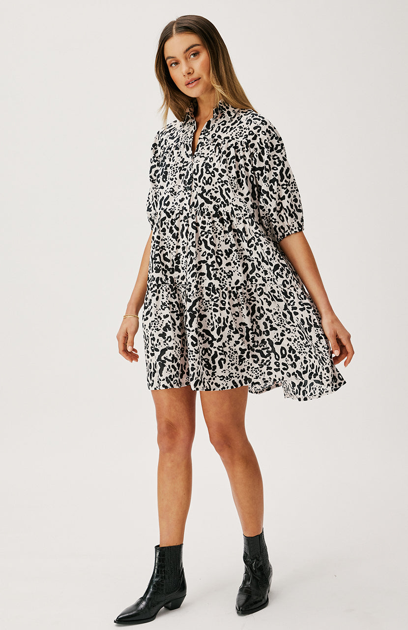 Ellery Mini Dress - Crème Leopard