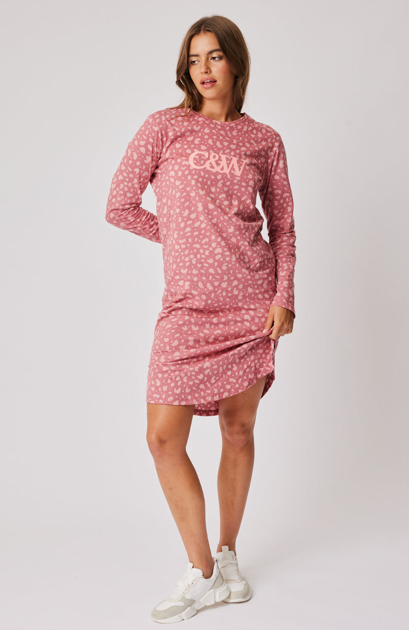 Alexis Long Sleeve Dress - Merlot Leopard