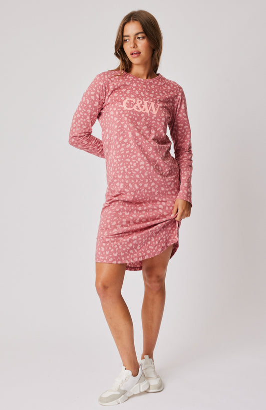 Alexis Long Sleeve Dress - Merlot Leopard