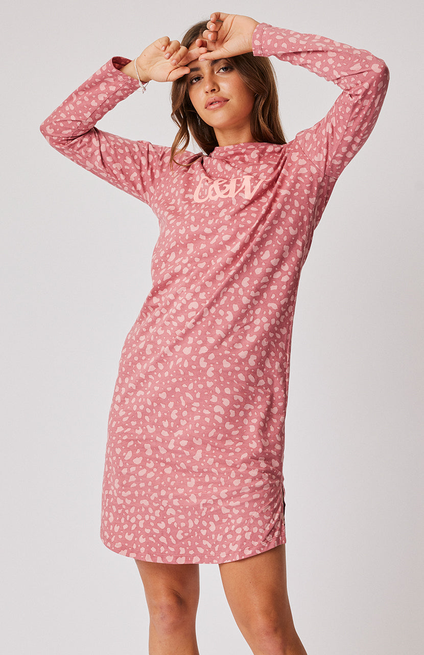 Alexis Long Sleeve Dress - Merlot Leopard