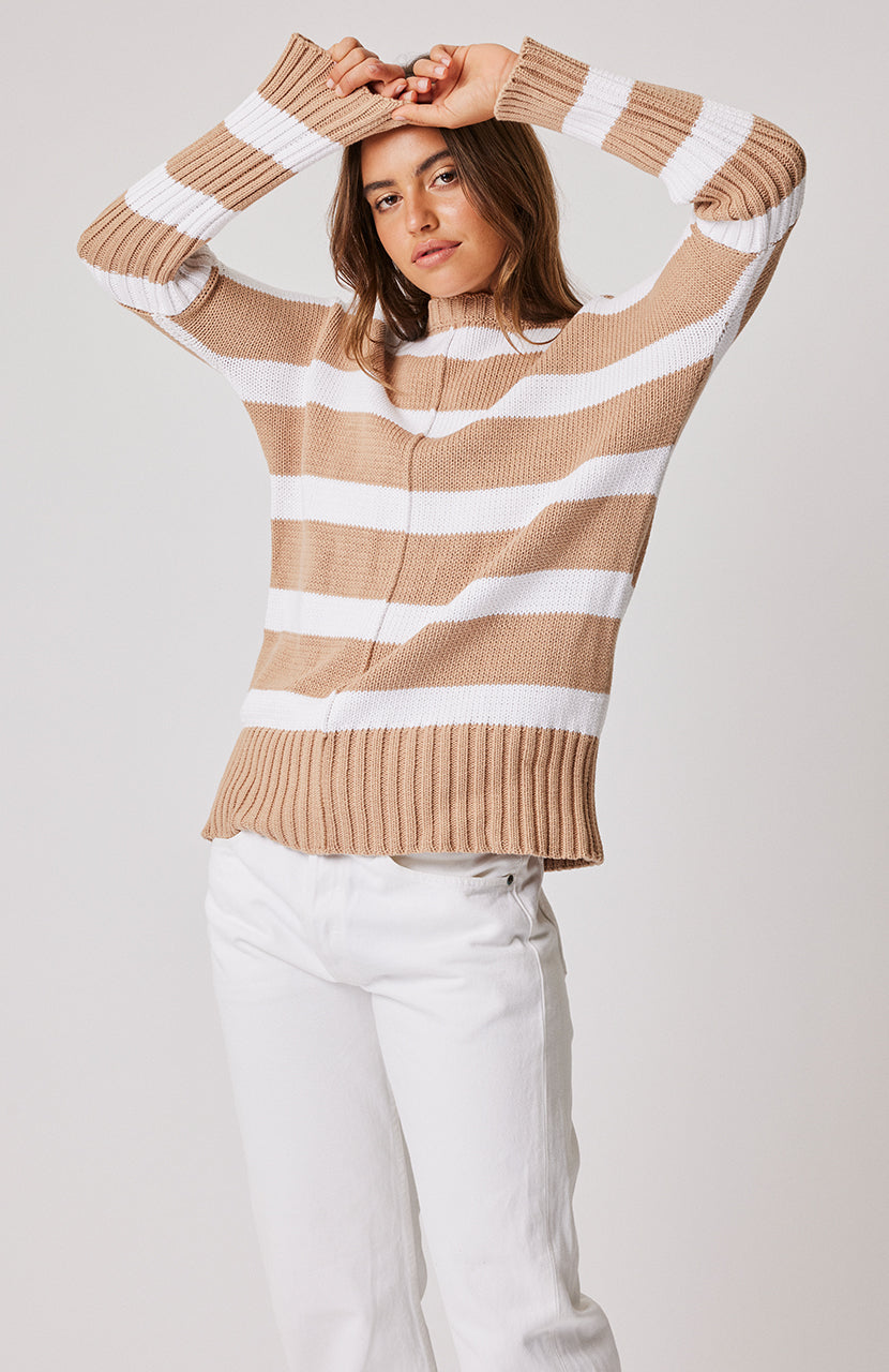 Ariel Knit Sweater - Maple / White Stripe
