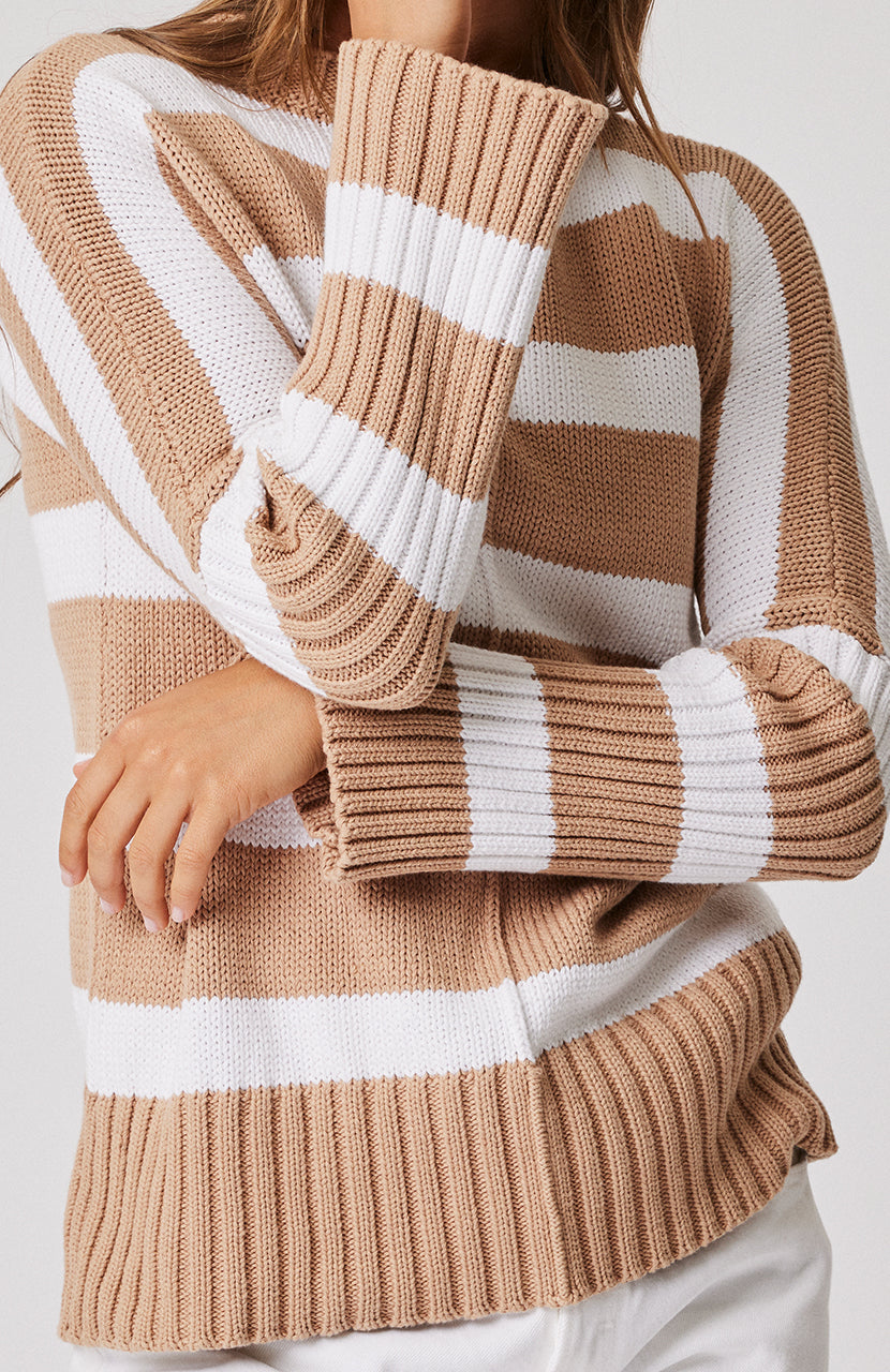 Ariel Knit Sweater - Maple / White Stripe