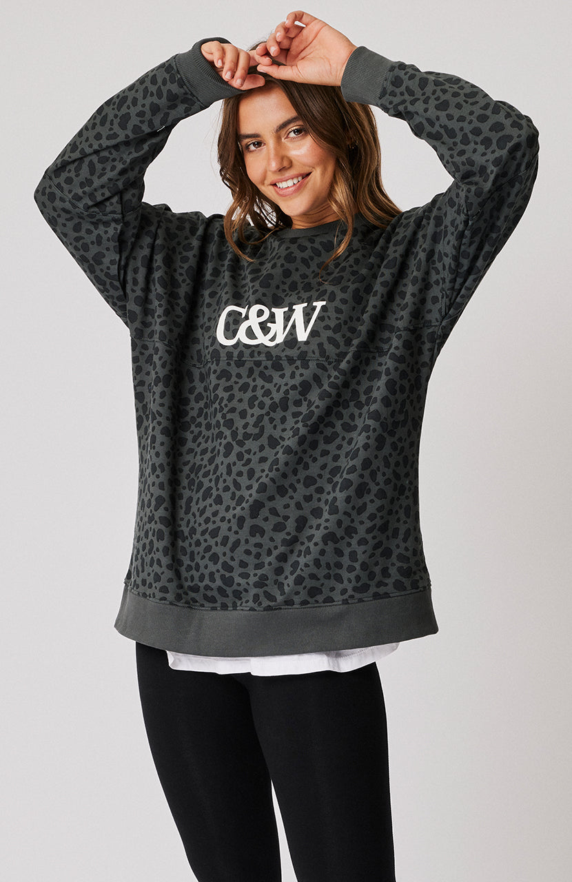 Peta Sweater - Charcoal Leopard