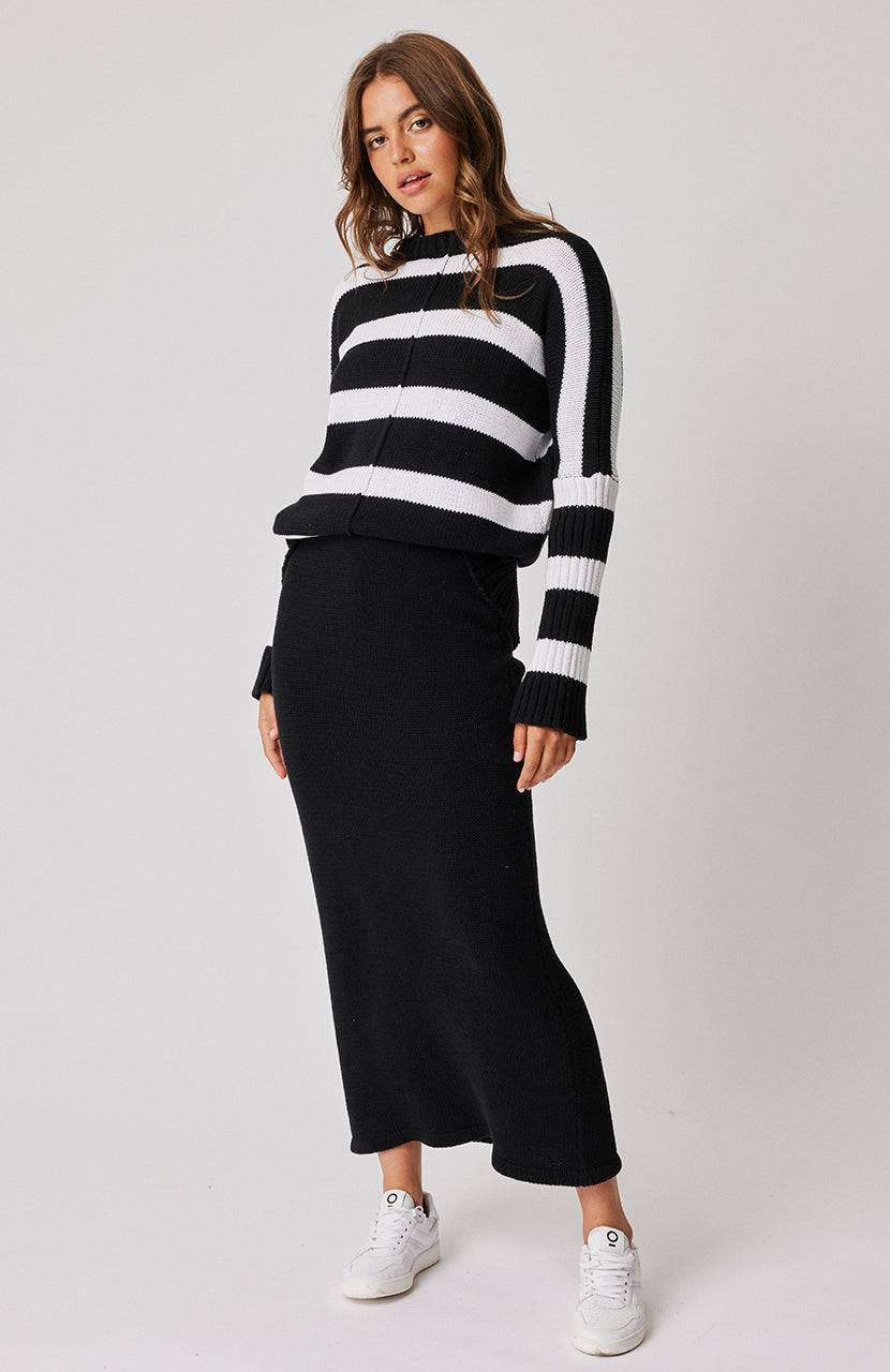 Ariel Knit Sweater - Black / White Stripe