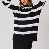 Ariel Knit Sweater - Black / White Stripe