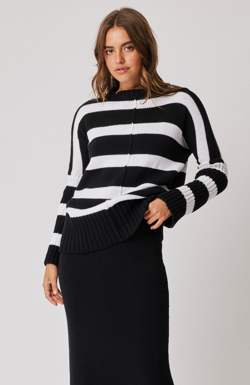 Ariel Knit Sweater - Black / White Stripe