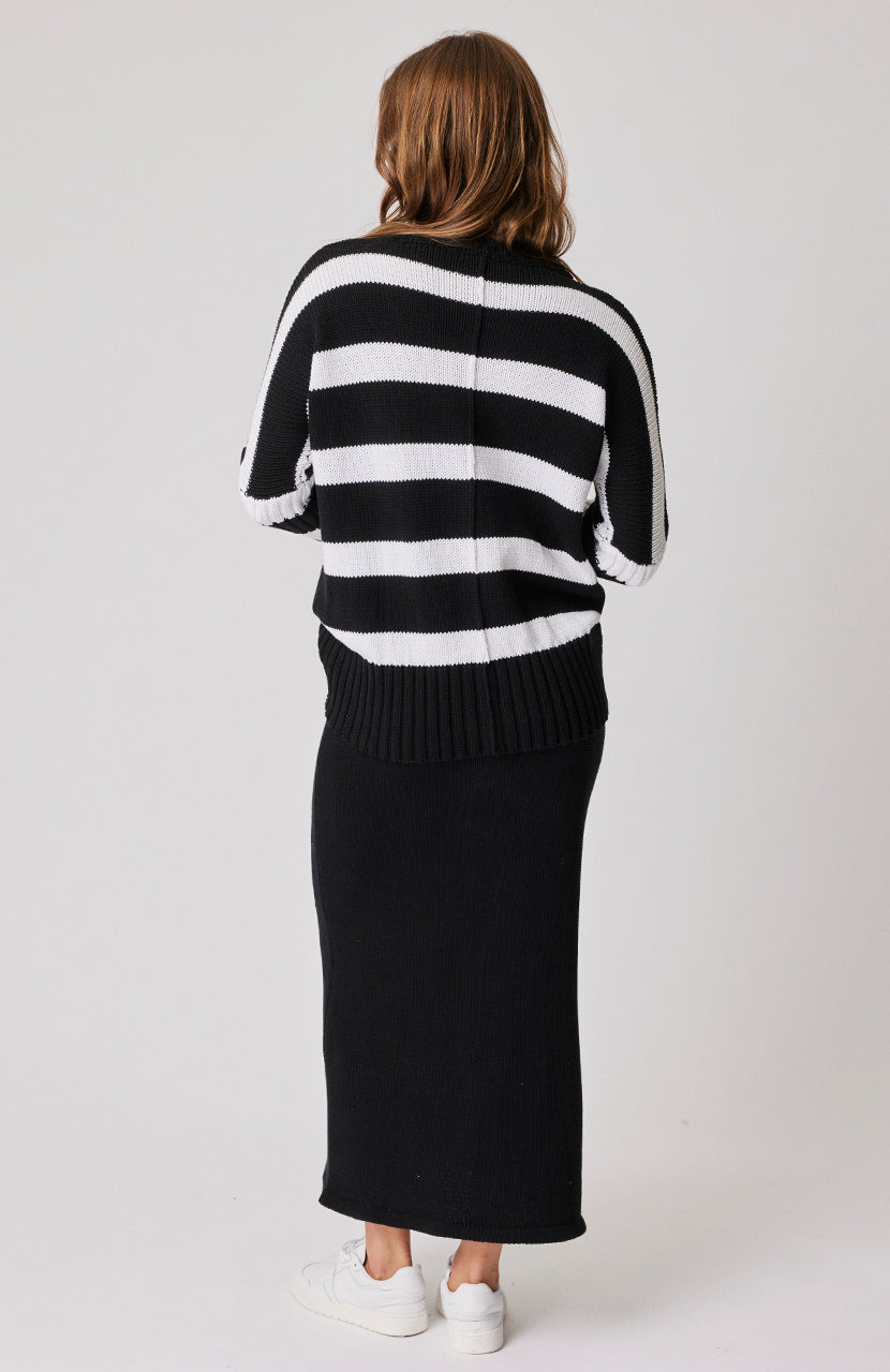 Ariel Knit Sweater - Black / White Stripe